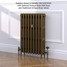 CI-GV3745-09-MET-OLD-GOLD-LS01 - Gasta Victorian 3 Column Cast Iron Radiator H745mm x W587mm CI-GV3745-09-MET-OLD-GOLD-LS01 - Gasta Victorian 3 Column Cast Iron Radiator H745mm x W587mm